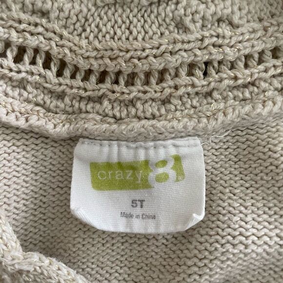 Crochet Sweater Dress by Crazy 8 Cream W/gold Sparkles Size 5T - Picture 3 of 4